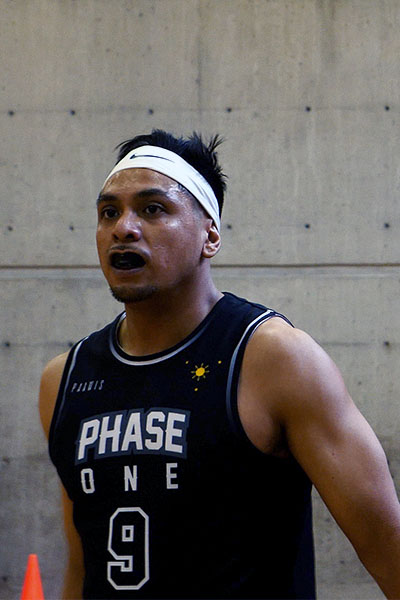 A Player is looking intensely with MouthGuard