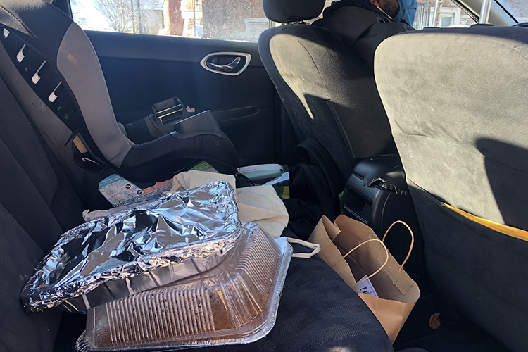 Food in a car ready for delivery