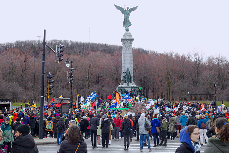 A protest at Mont Royal park in Montreal