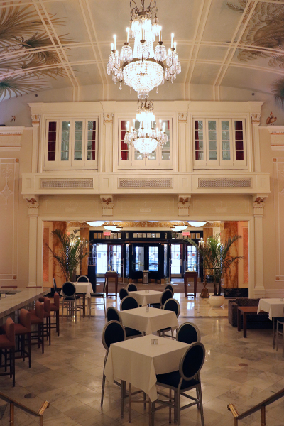 The lobby of the Ritz-Carlton hotel.