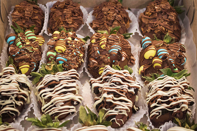 A box of Rebecca Caporiccis chocolate-covered strawberries, home-based businesses