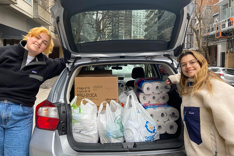 A van full of menstrual products to be distributed by Monthly Dignity.