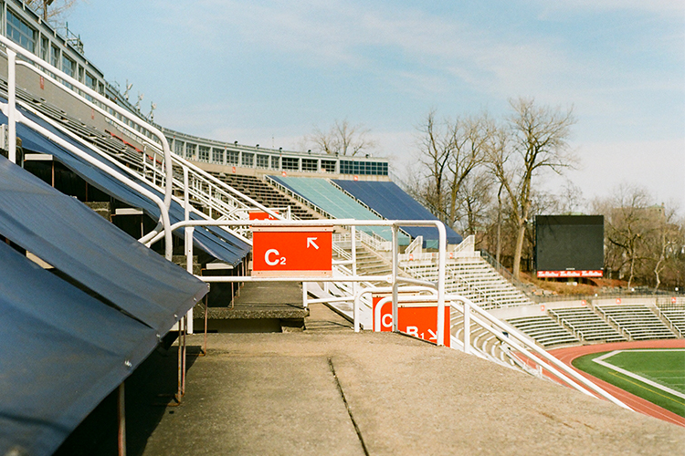 The stands at Percival-Molson stadium.