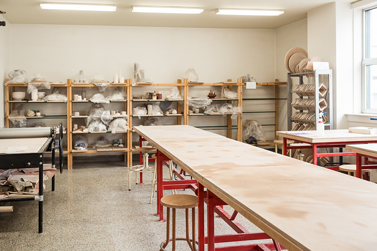 The inside of a pottery studio