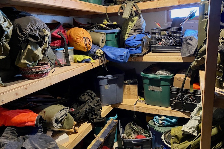 The inside of a prepper gear room