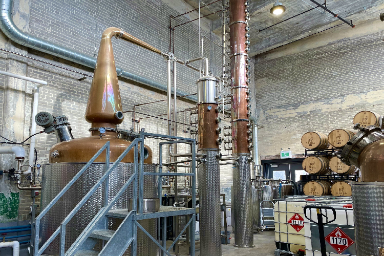Interior view of the Cirka Distilleries facilities in Montreal.