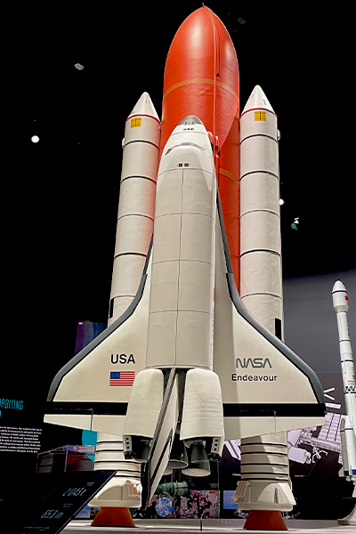 A display of space shuttle Endeavour at the Cosmodome.