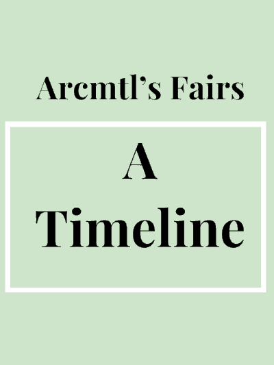 A timeline showing the history of Arcmtl's publishing fairs in Montreal.