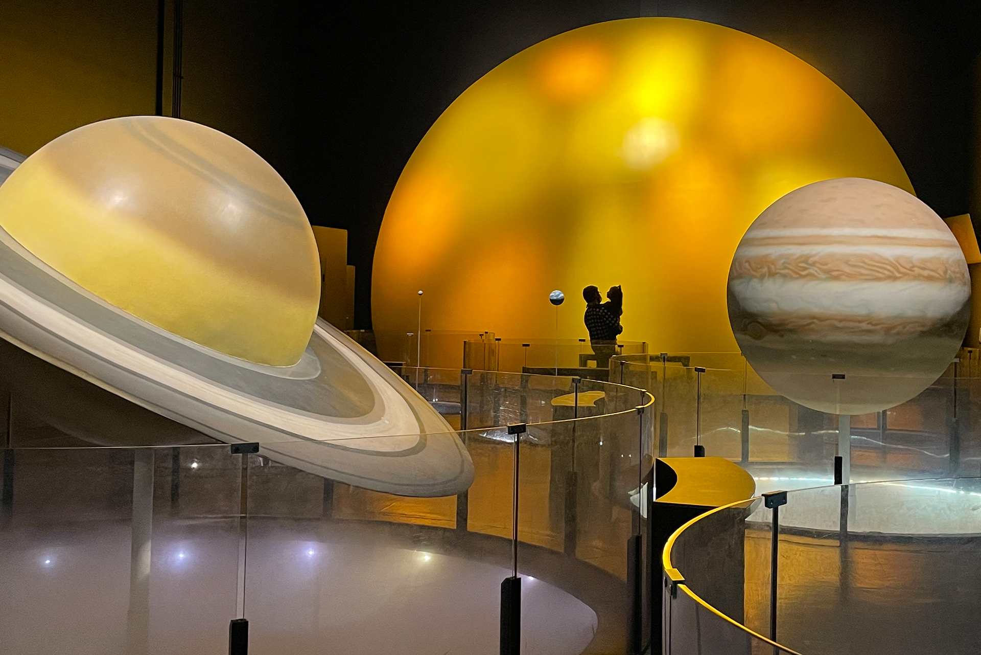 Planets and the sun displayed in the Cosmo dome