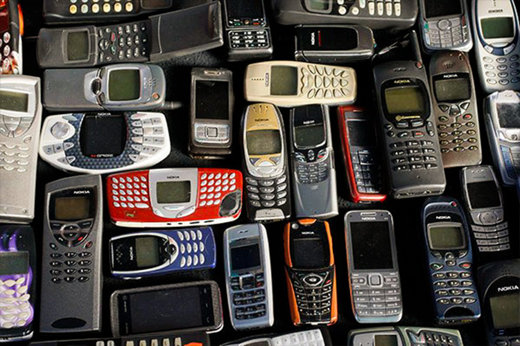 a collection of old phones