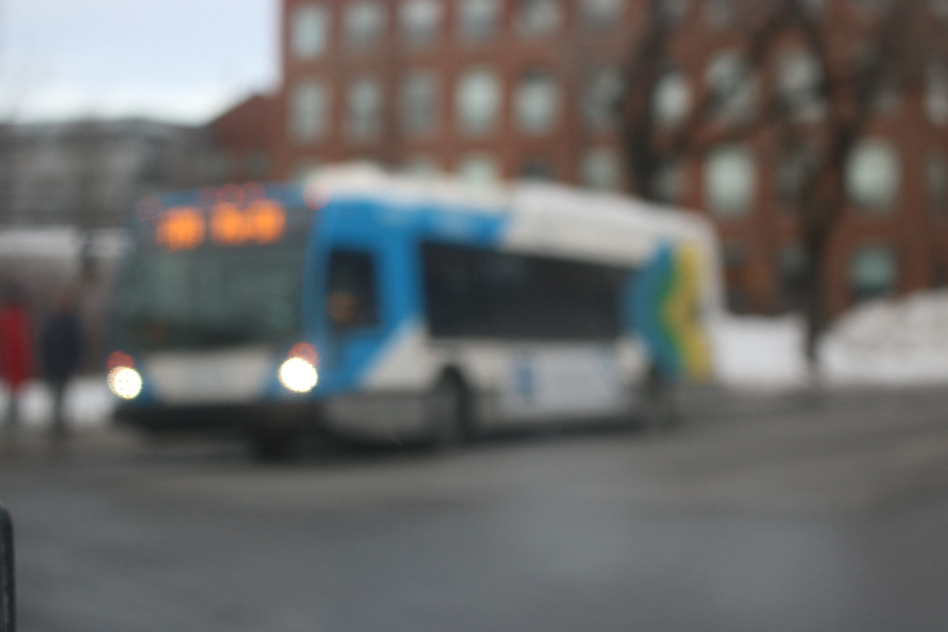 Blurred STM bus on the road