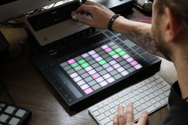 During his creative process, Atroxx uses ableton push to help with his song structure. Photo by Naftalia Allison