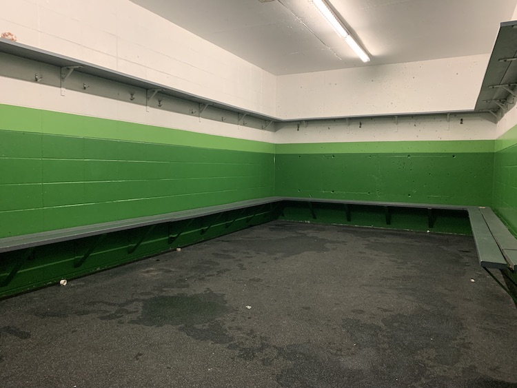 Empty hockey locker room