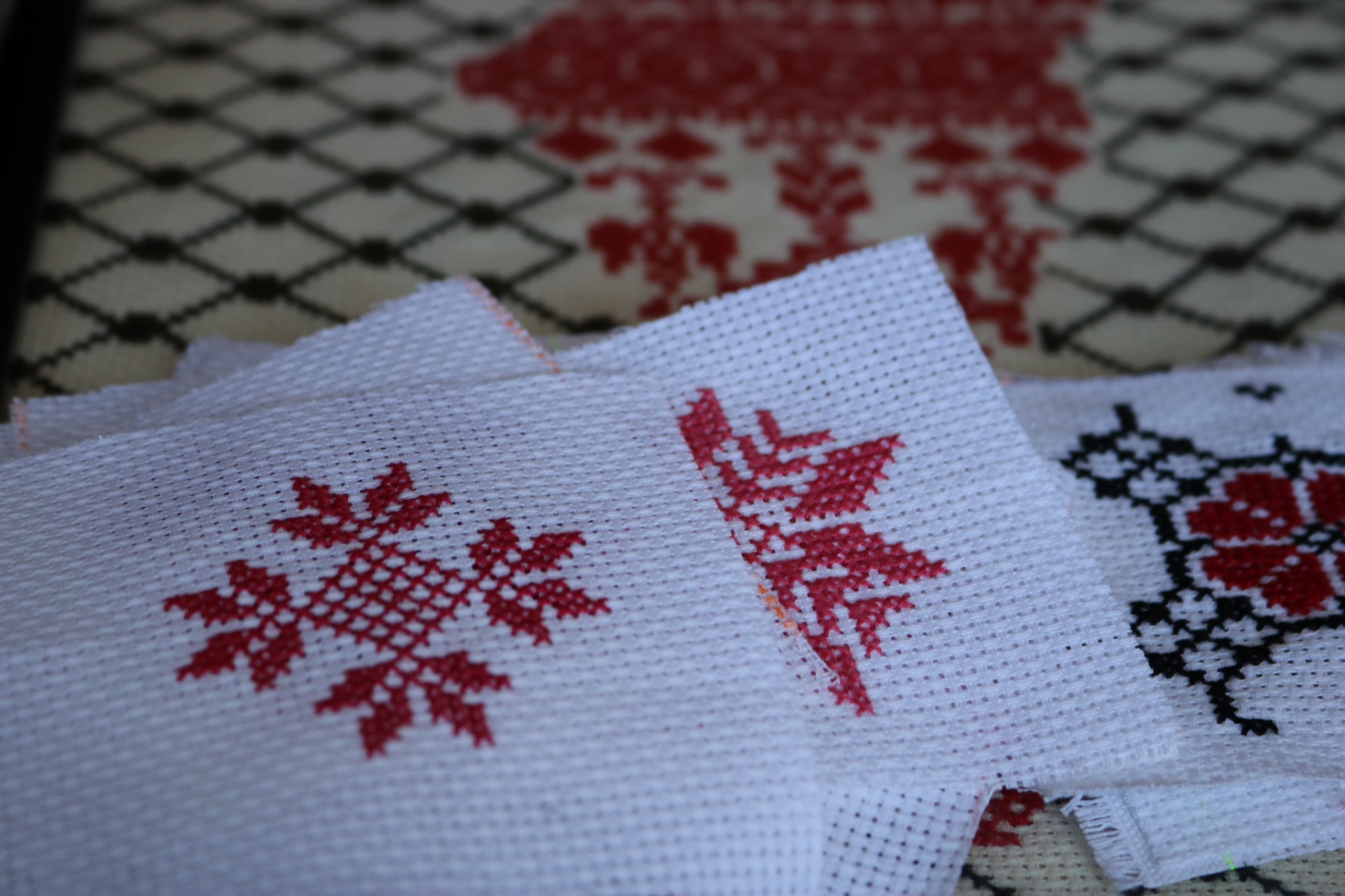 Several embroidered patterns